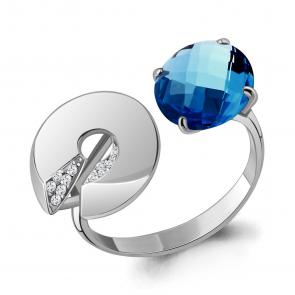 Серебряное кольцо AQUAMARINE с фианитом и Лондон топазом А6594693А фото