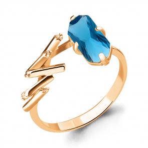 Кольцо из золочёного серебра AQUAMARINE с фианитом и Лондон топазом А6594793-п фото