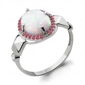Серебряное кольцо AQUAMARINE с фианитом, опалом, миксом камней и турмалином А6598498В фото