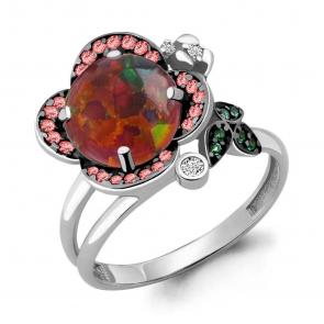 Серебряное кольцо AQUAMARINE с фианитом, опалом, гидротермальным изумрудом и турмалином А6598887ВГ фото