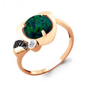 Кольцо из золочёного серебра AQUAMARINE с фианитом, опалом и ювелирным кристаллом А6599596Ч-п фото