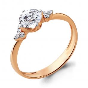 Кольцо из золочёного серебра AQUAMARINE с фианитом и Swarovski А66540А-п фото