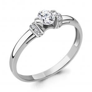 Серебряное кольцо AQUAMARINE с фианитом и Swarovski А66548А фото