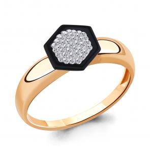 Кольцо из золочёного серебра AQUAMARINE с керамикой и ювелирным кристаллом А66593-п фото