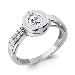 Серебряное кольцо AQUAMARINE с фианитом и Swarovski А66643А фото