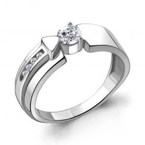 Серебряное кольцо AQUAMARINE с фианитом и Swarovski А66649А фото