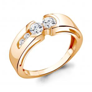 Кольцо из золочёного серебра AQUAMARINE с Swarovski А66656А-п фото