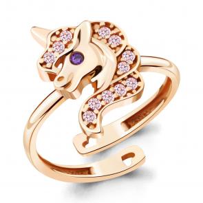 Кольцо из золочёного серебра AQUAMARINE с фианитом А66675ВД-п фото