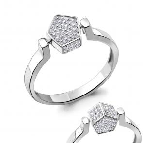 Серебряное кольцо AQUAMARINE с подвижным элементом и ювелирным кристаллом А66698 фото