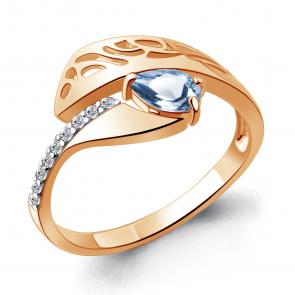 Кольцо из золочёного серебра AQUAMARINE с топазом и фианитом А6692805А-п фото