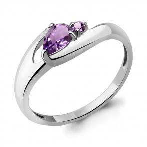 Серебряное кольцо AQUAMARINE с аметистом А6692904 фото