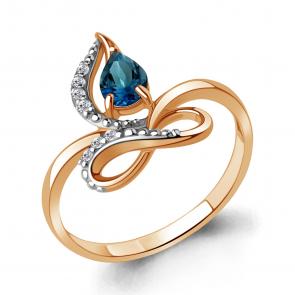 Кольцо из золочёного серебра AQUAMARINE с фианитом и Лондон топазом А6693308А-пк фото