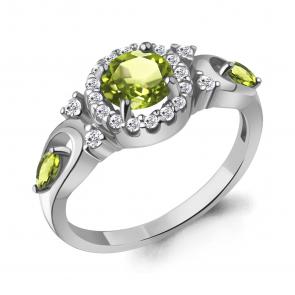 Серебряное кольцо AQUAMARINE с фианитом и хризолитом А6695707А фото