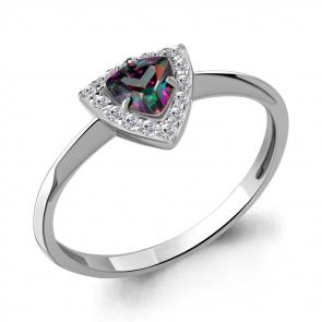 Серебряное кольцо AQUAMARINE с фианитом и кварцем А67061700 фото