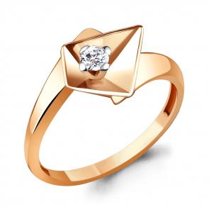 Кольцо из золочёного серебра AQUAMARINE с фианитом А67100А-п фото