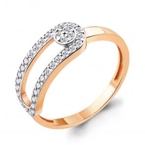 Кольцо из золочёного серебра AQUAMARINE с фианитом А67162А-пк фото