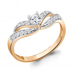 Кольцо из золочёного серебра AQUAMARINE с фианитом А67208А-п фото