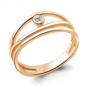 Кольцо из золочёного серебра AQUAMARINE с фианитом А67214А-п фото