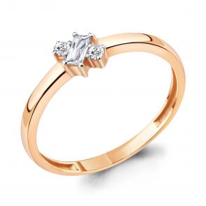 Кольцо из золочёного серебра AQUAMARINE с фианитом А67219А-п фото