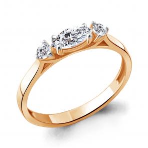 Кольцо из золочёного серебра AQUAMARINE с фианитом А67230А-п фото