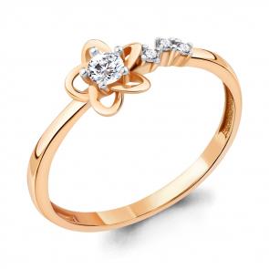 Кольцо из золочёного серебра AQUAMARINE с фианитом А67239А-п фото