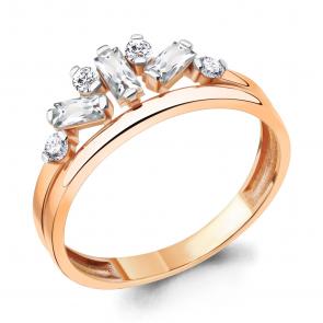 Кольцо из золочёного серебра AQUAMARINE с фианитом А67252А-п фото