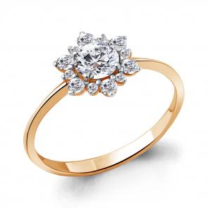 Кольцо из золочёного серебра AQUAMARINE с фианитом А67263А-п фото