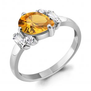Серебряное кольцо AQUAMARINE с фианитом и цитрином А6726406А фото