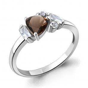 Серебряное кольцо AQUAMARINE с фианитом и кварцем А6726601А фото