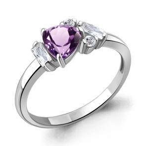 Серебряное кольцо AQUAMARINE с фианитом и аметистом А6726604А фото