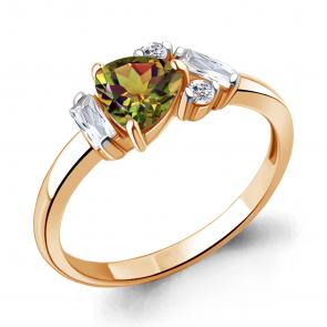 Кольцо из золочёного серебра AQUAMARINE с фианитом и султанитом А6726619А-п фото
