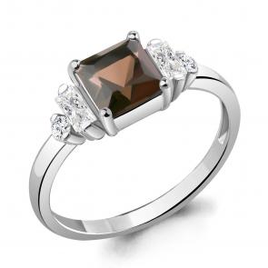 Серебряное кольцо AQUAMARINE с фианитом и кварцем А6726701А фото