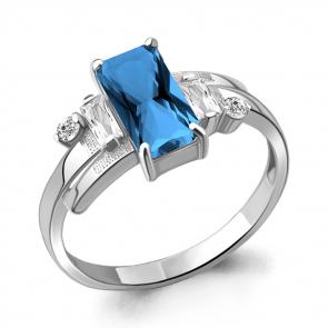 Серебряное кольцо AQUAMARINE с фианитом и Лондон топазом А6726893А фото