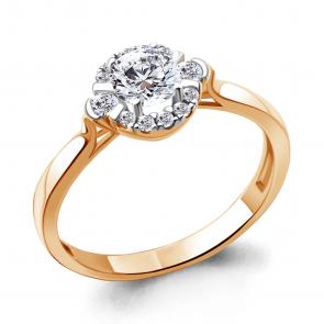 Кольцо из золочёного серебра AQUAMARINE с фианитом А67282А-п фото