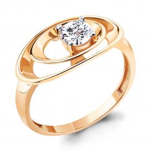 Кольцо из золочёного серебра AQUAMARINE с фианитом А67301А-п фото