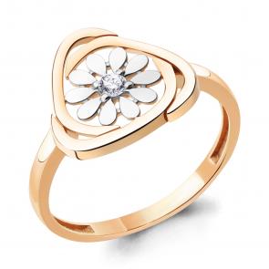 Кольцо из золочёного серебра AQUAMARINE с фианитом А67328А-пк фото