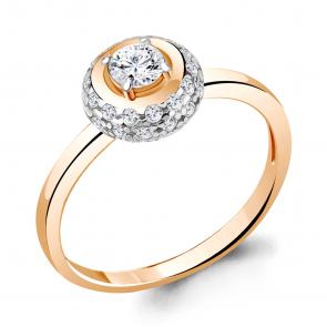 Кольцо из золочёного серебра AQUAMARINE с фианитом А67331А-п фото