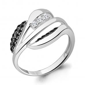 Серебряное кольцо AQUAMARINE с фианитом и ювелирным кристаллом А67342АЧ фото