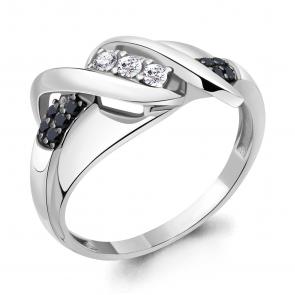 Серебряное кольцо AQUAMARINE с фианитом и ювелирным кристаллом А67344АЧ фото