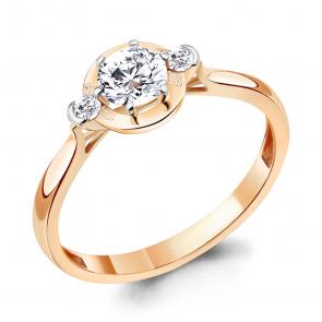 Кольцо из золочёного серебра AQUAMARINE с фианитом А67372А-п фото