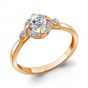 Кольцо из золочёного серебра AQUAMARINE с фианитом А67373А-п фото