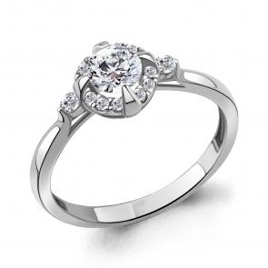 Серебряное кольцо AQUAMARINE с фианитом А67373А фото