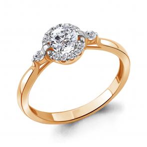 Кольцо из золочёного серебра AQUAMARINE с фианитом А67374А-п фото