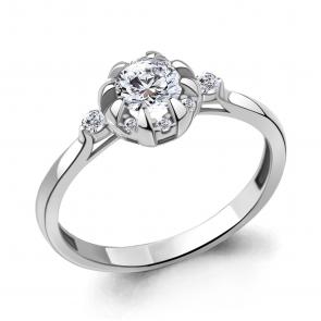 Серебряное кольцо AQUAMARINE с фианитом А67376А фото