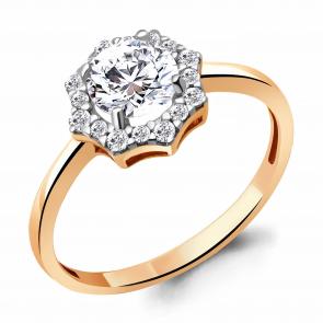 Кольцо из золочёного серебра AQUAMARINE с фианитом А67378А-п фото