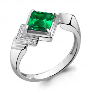 Серебряное кольцо AQUAMARINE с фианитом и гидротермальным изумрудом А67407АГ фото