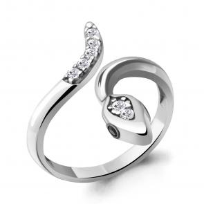 Серебряное кольцо AQUAMARINE с фианитом и ювелирным кристаллом А67415АЧ фото