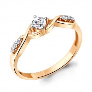 Кольцо из золочёного серебра AQUAMARINE с фианитом А67417А-п фото