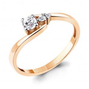 Кольцо из золочёного серебра AQUAMARINE с фианитом А67418А-п фото