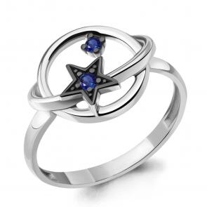 Серебряное кольцо AQUAMARINE с гидротермальным сапфиром А67428Б фото